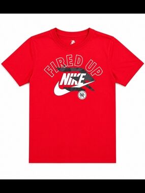Nike Red 'Fired Up' Graphic Tee for Kids